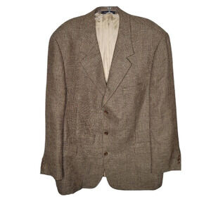 Cavelli Mens Three Button Blazer Brown Silk Wool Blend Lined suit coat sz 44R